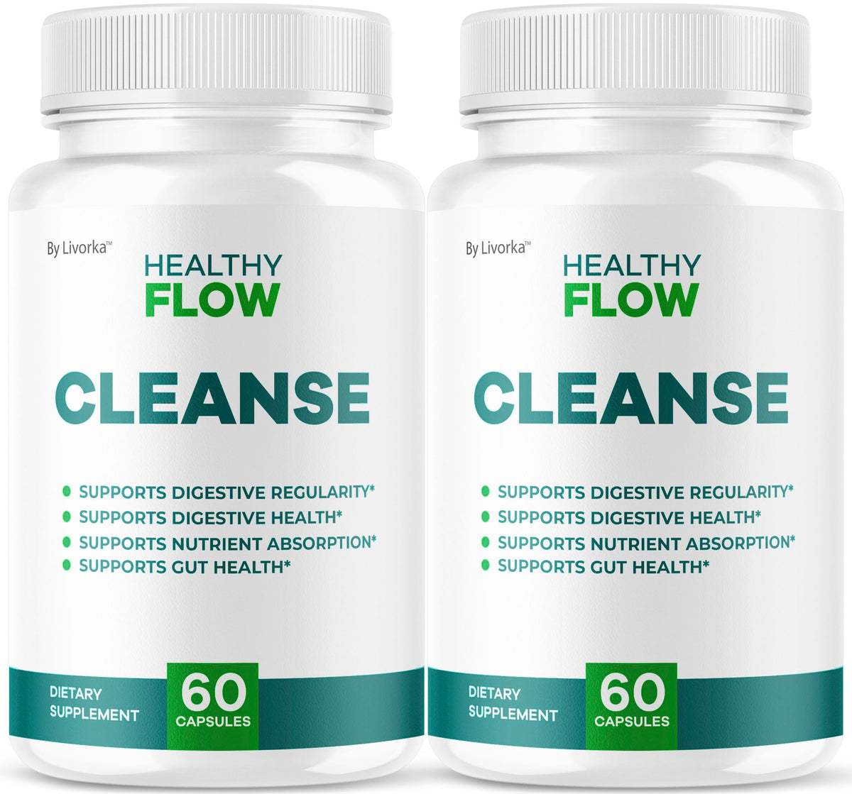 LIVORKA HealthyFlow Cleanse - ensemble de capsules prêt pour la routine quotidienne.