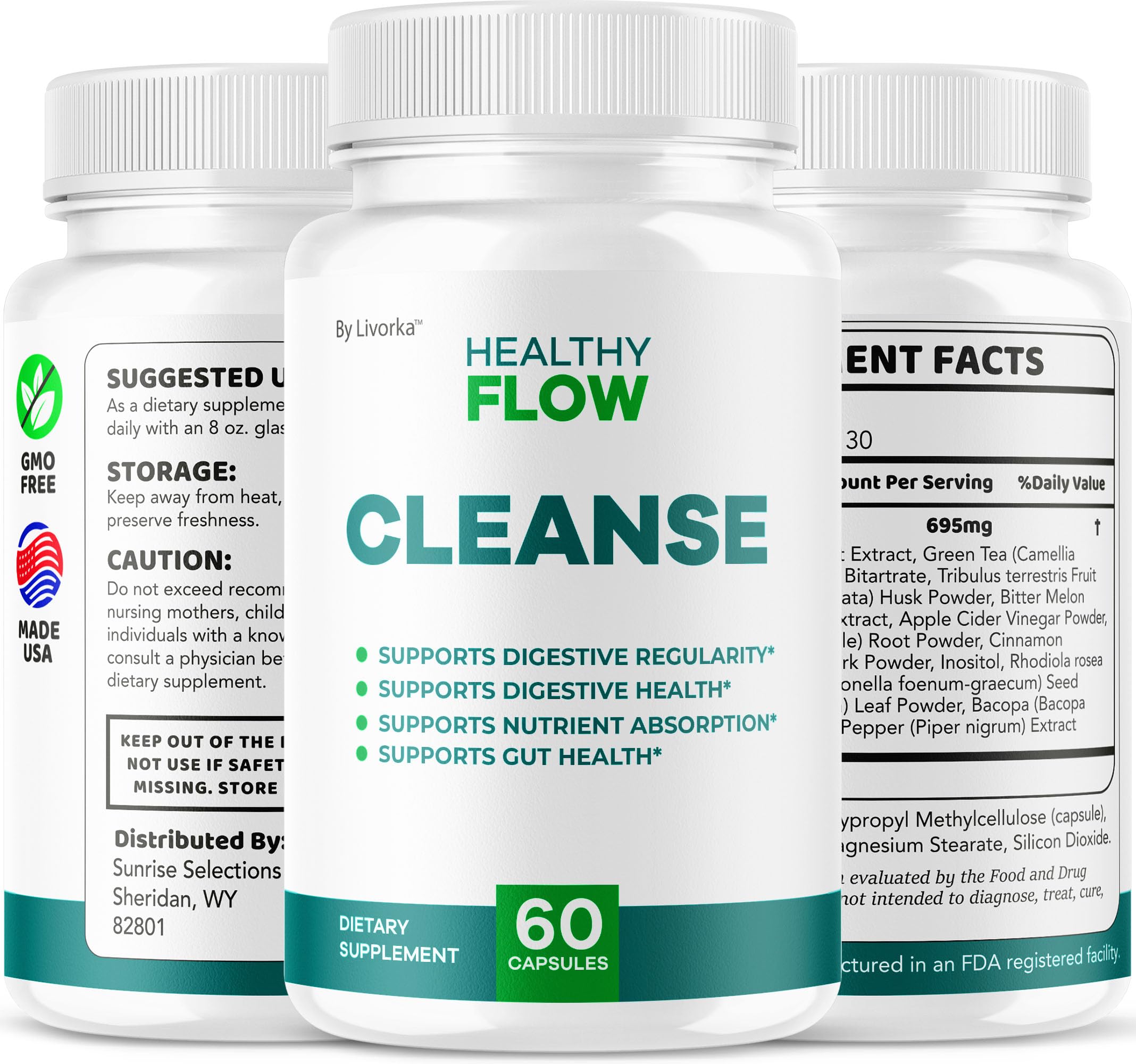 LIVORKA HealthyFlow Cleanse - fiche produit résumant les avantages potentiels.