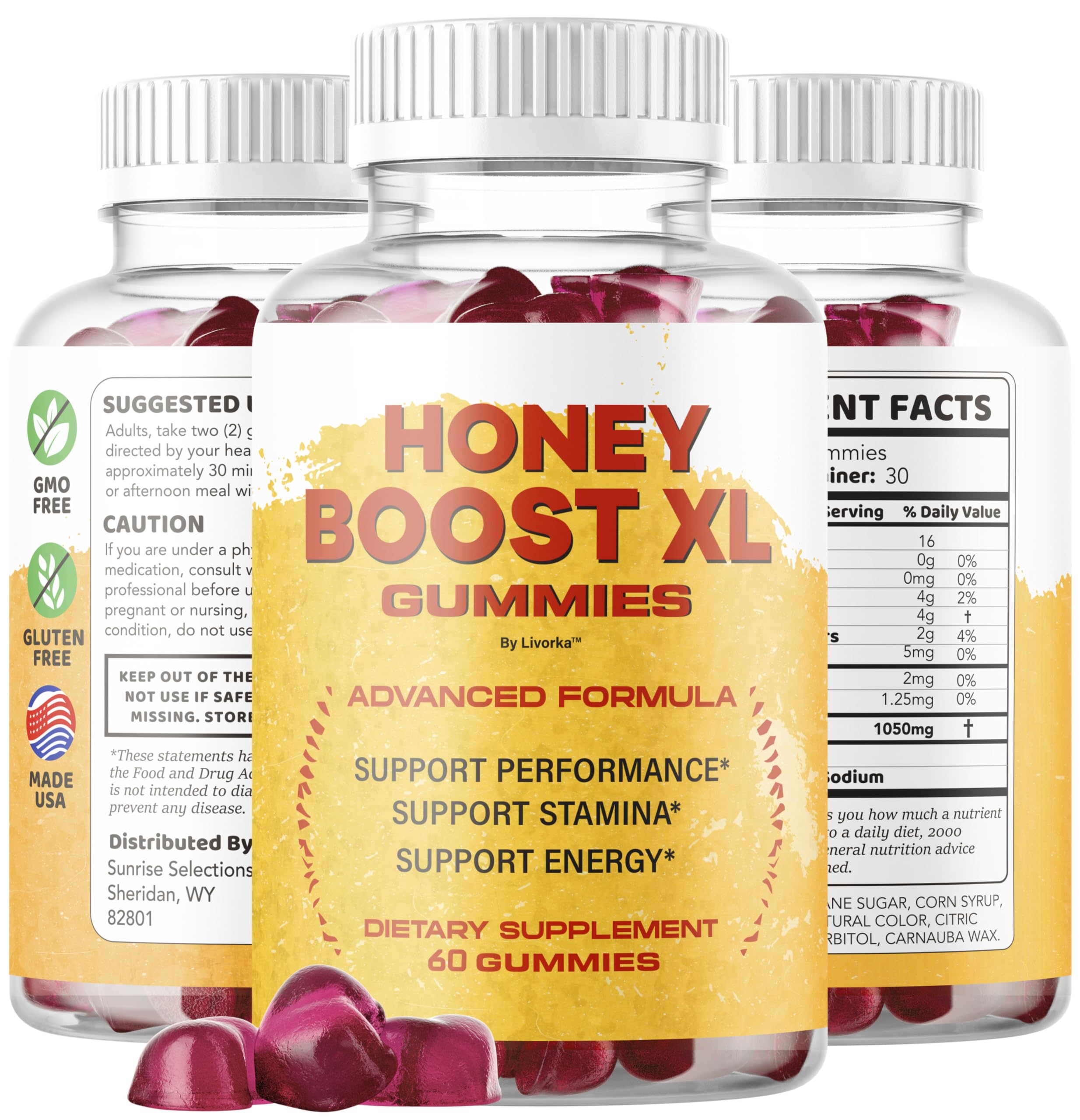 LIVORKA Honey Boost XL, étiquette et sécurité adaptées à une utilisation quotidienne.