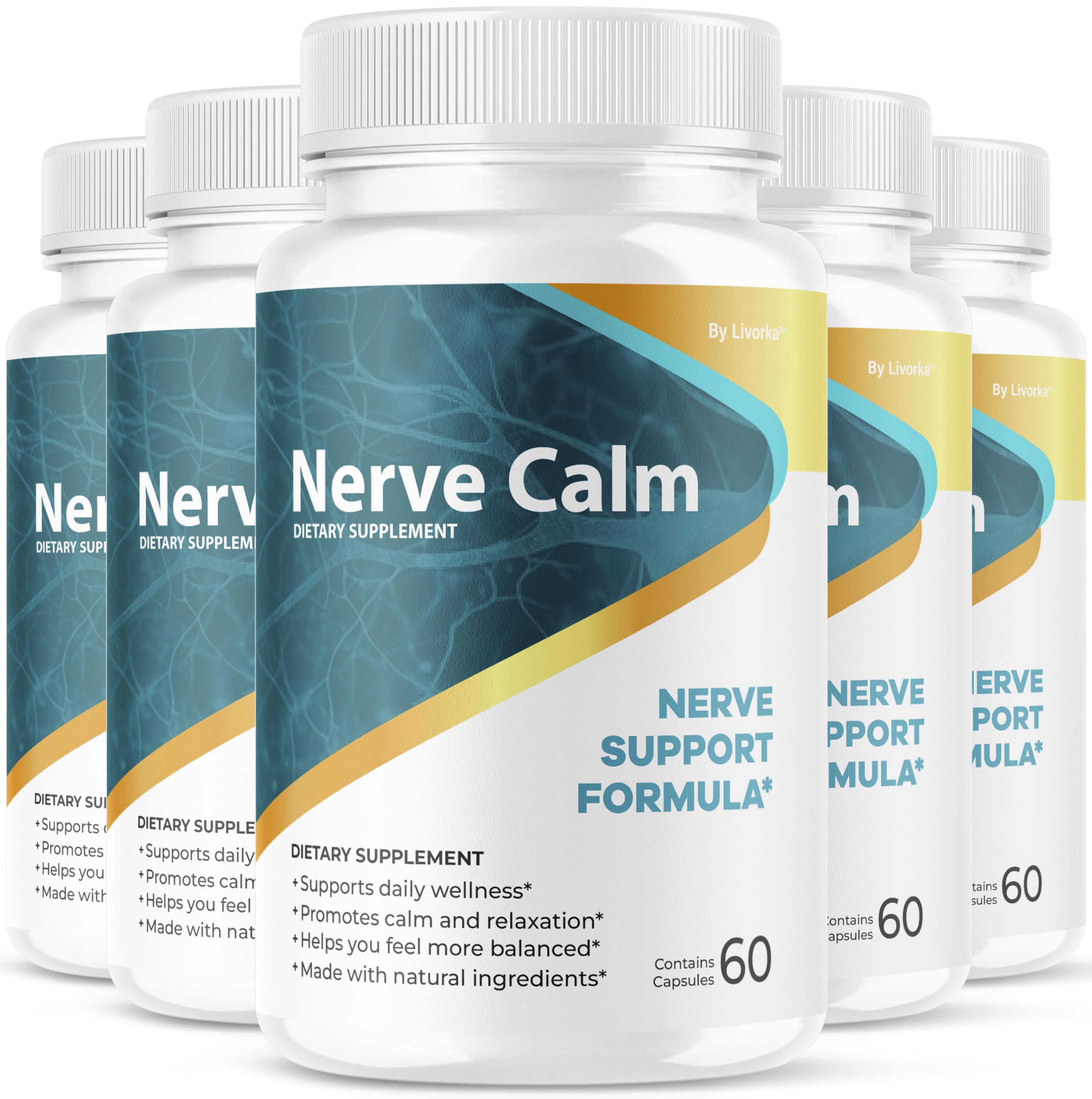 LIVORKA Nerve Calm – bouteille ouverte, soutien potentiel au bien-être nerveux.