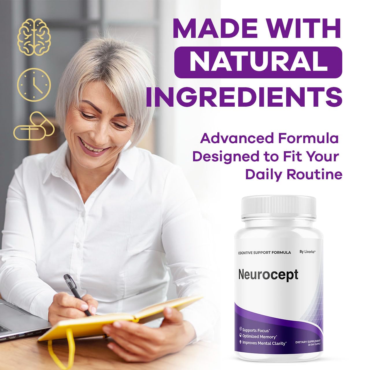 Formule avancée LIVORKA Neurocept avec ingrédients naturels.