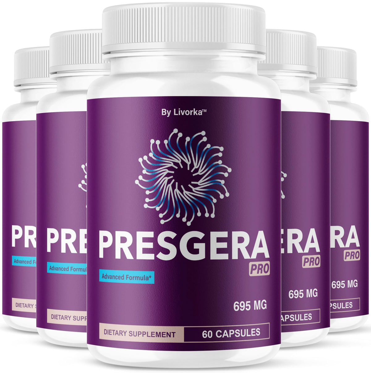 Bouteille LIVORKA Presgera Pro, soutien potentiel au bien-être nerveux au quotidien.