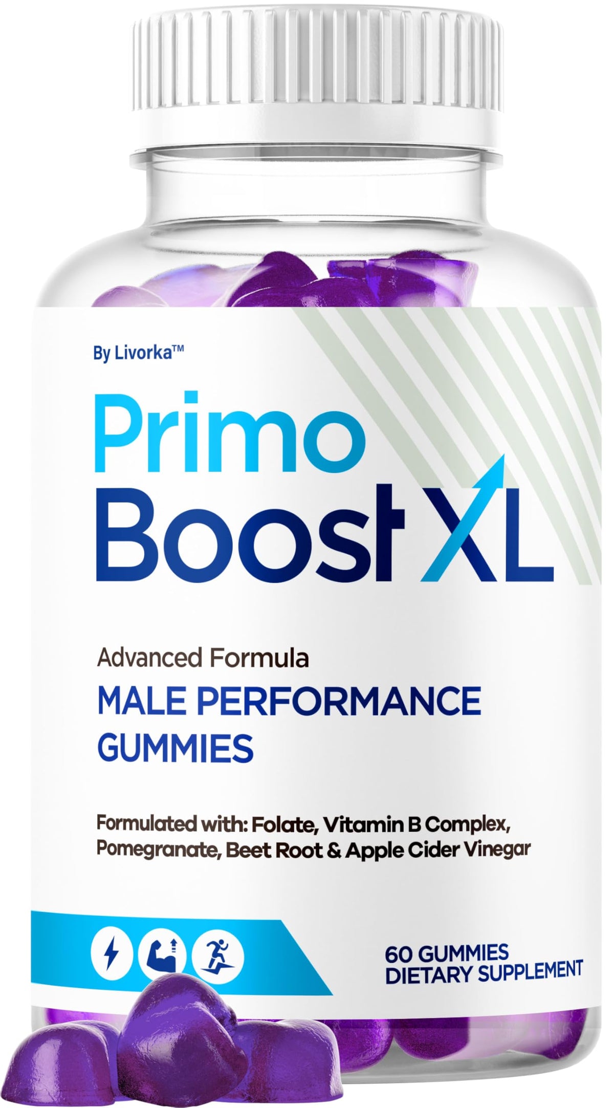 Gommes Primo Boost XL de LIVORKA dans l'étui pour énergie au quotidien.