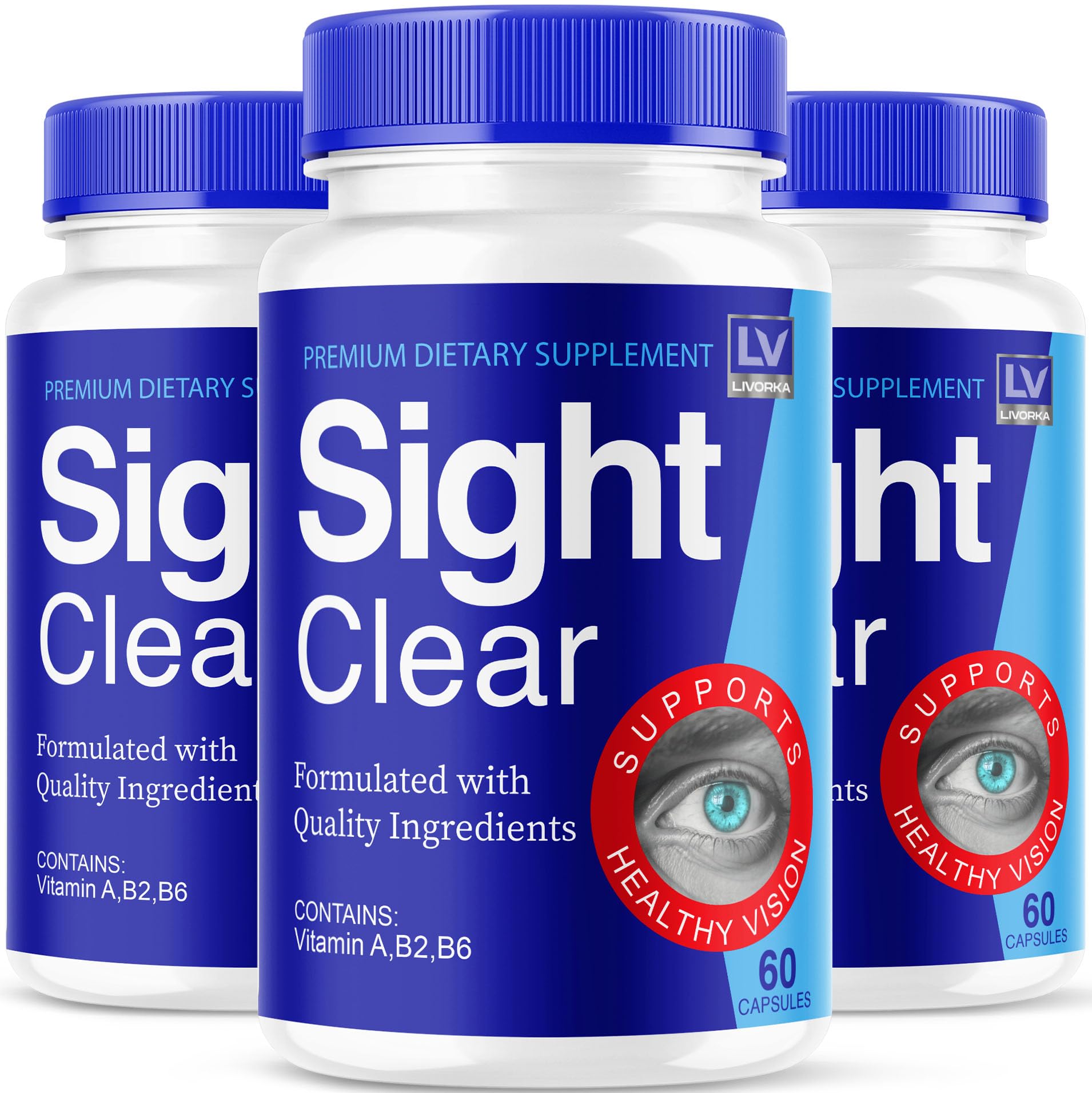 LIVORKA Sight Clear – bouteille et capsules, soutien potentiel à la concentration.