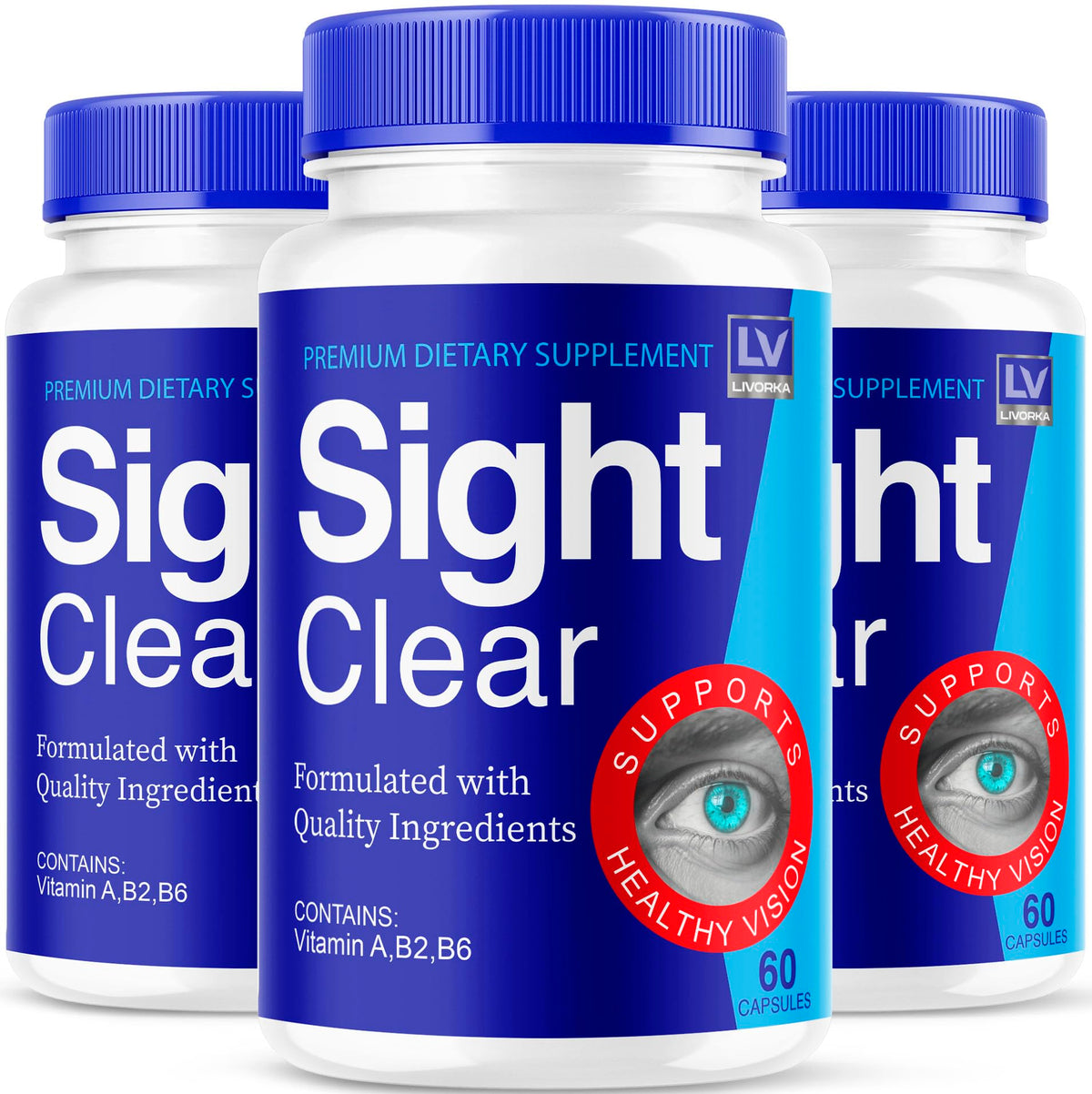 LIVORKA Sight Clear – bouteille et capsules, soutien potentiel à la concentration.