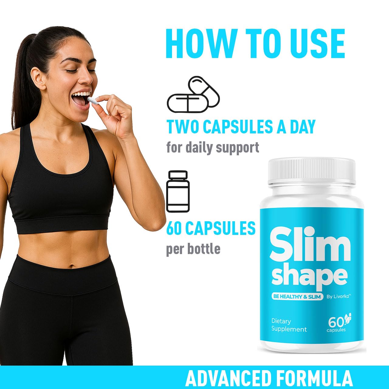 LIVORKA SlimShape étiquette produit, détails clairs et transparents.