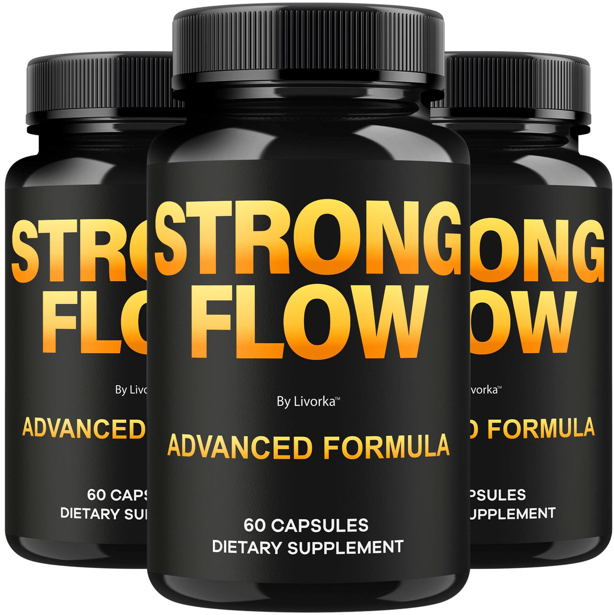Livorka Strong Flow : bouteille en gros plan, soutien potentiel au bien-être quotidien