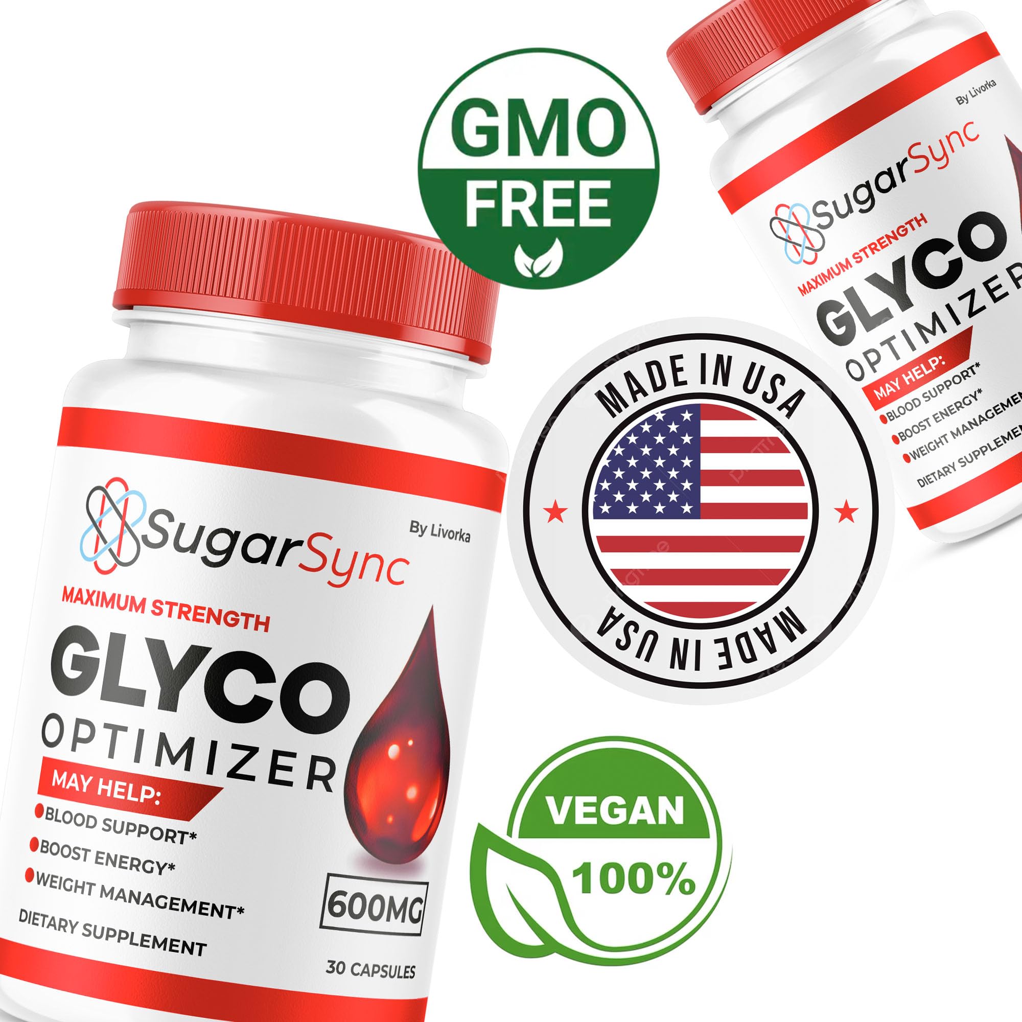 Fabrication aux États‑Unis LIVORKA Sugar Sync Glyco promet une qualité locale.