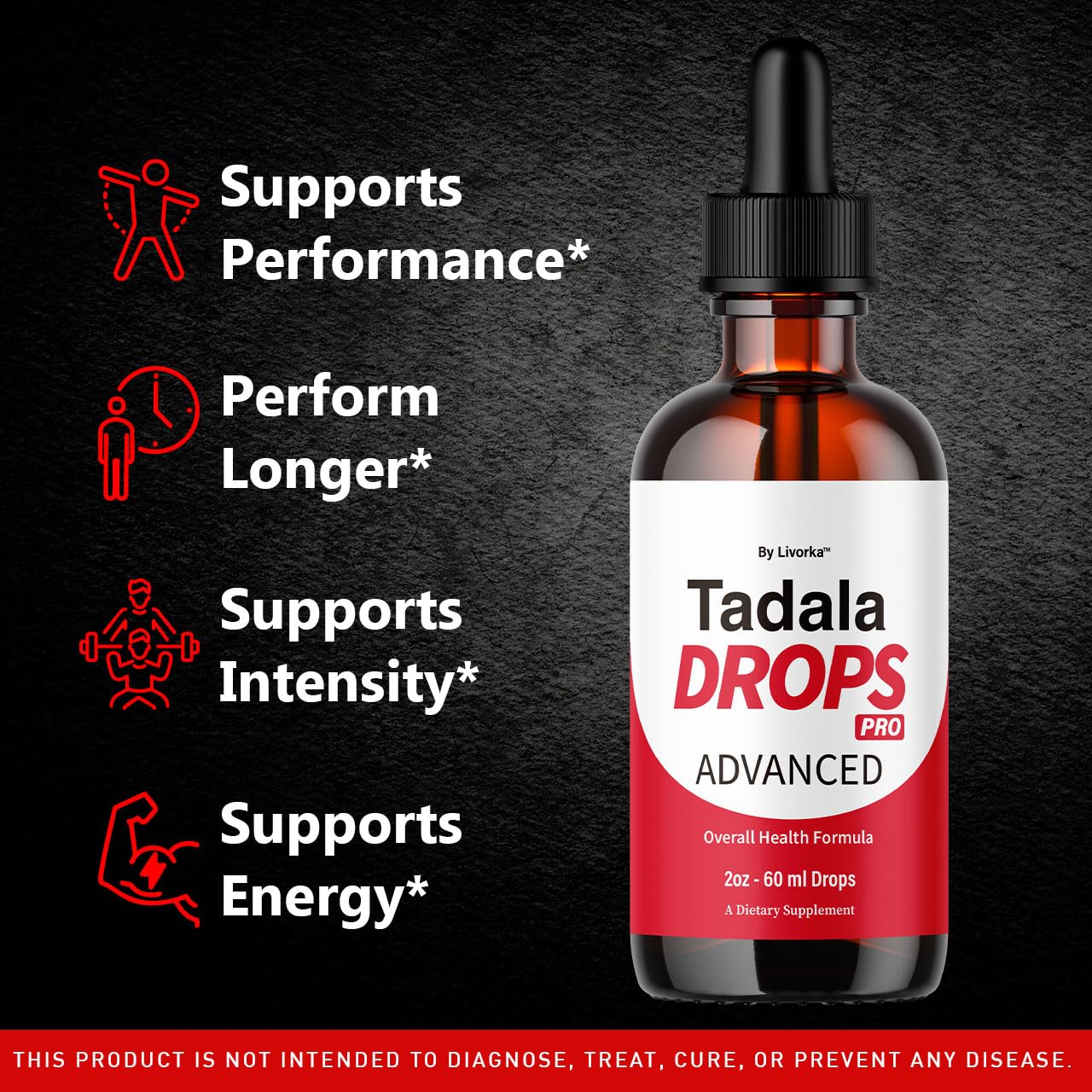 LIVORKA Tadala Drops Pro : bouchon-doseur pour un dosage précis.