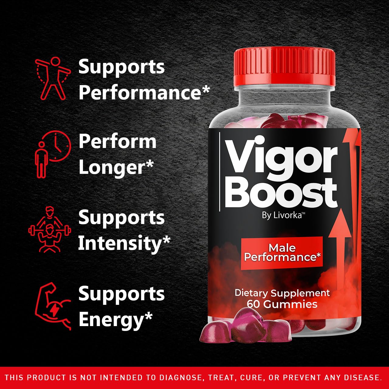 Ingrédients naturels VigorBoost LIVORKA affichés sur l'emballage.
