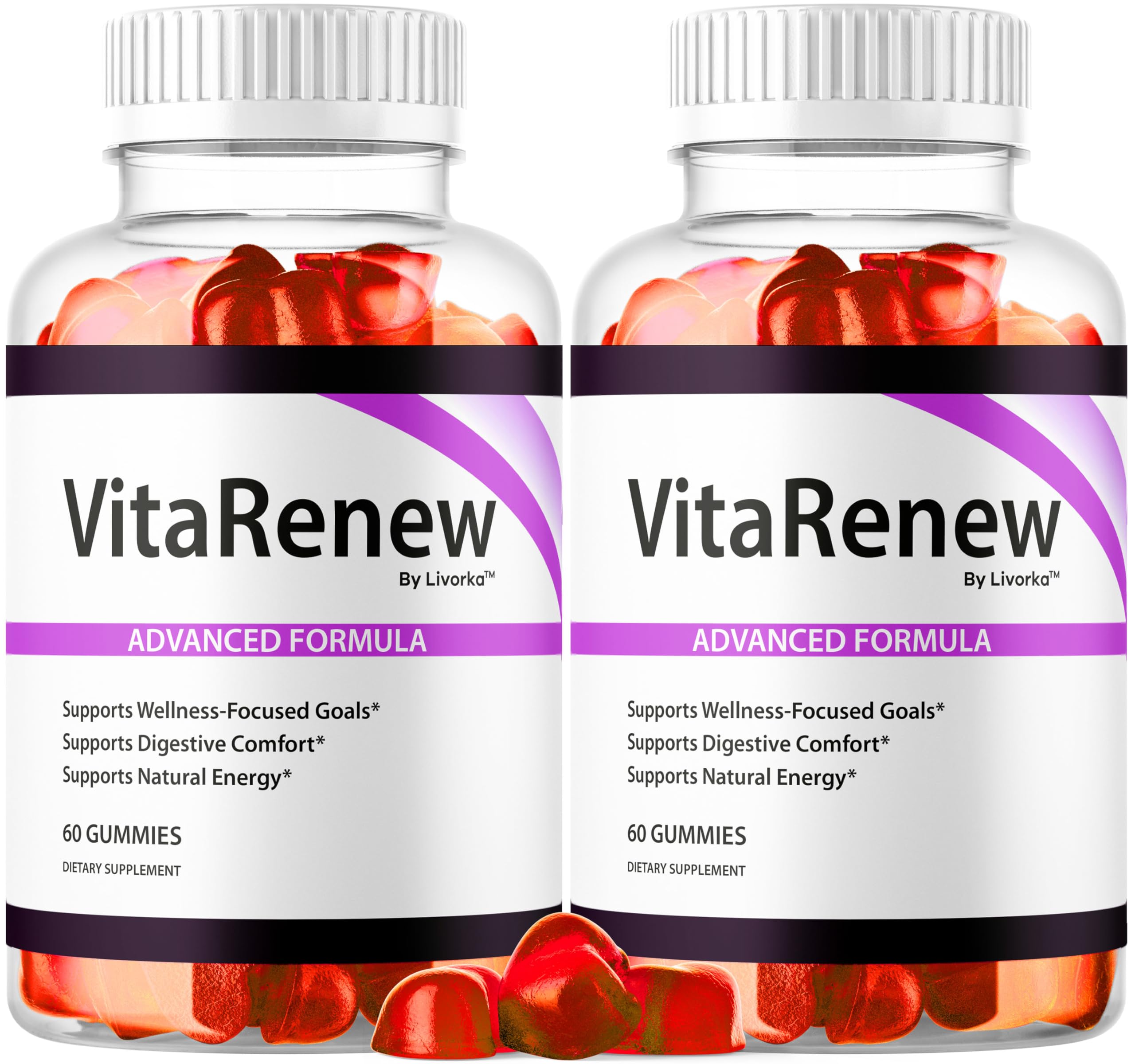 VitaRenew Gummies de LIVORKA dans le pack duo, pratique pour la routine quotidienne.