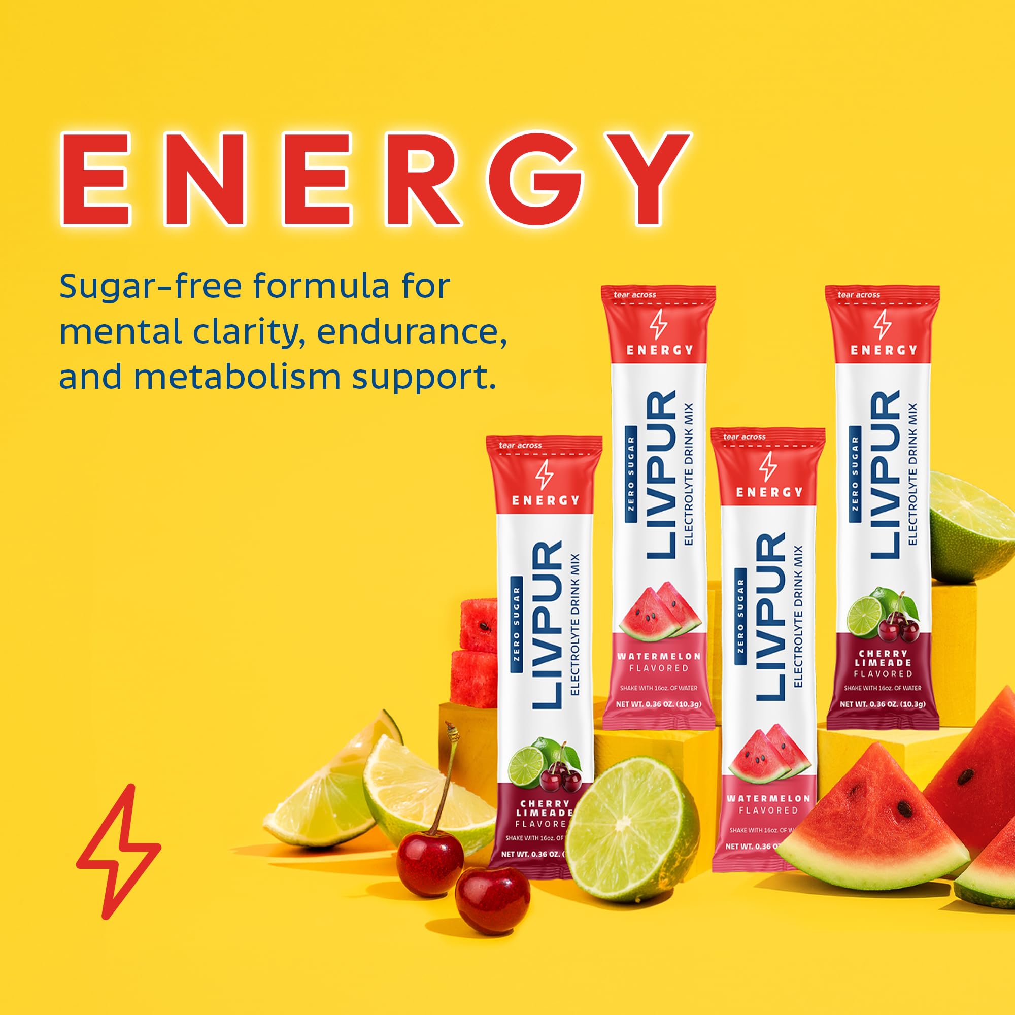 LivPur Énergie Electrolytes – caféine naturelle pour concentration légère durant la journée.