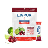 LivPur Énergie Electrolytes – sachets cerise limeade, hydratation rapide sans sucre.