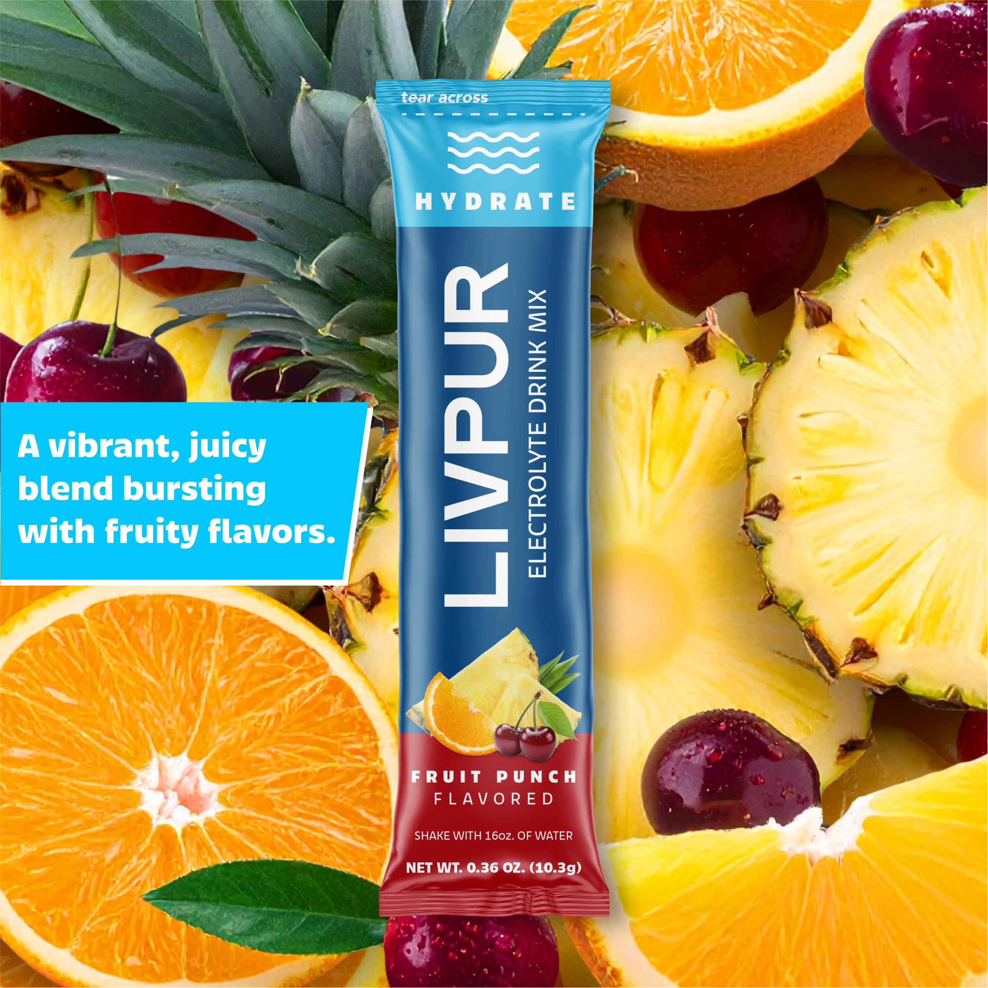 LivPur Hydrate avec vitamines C, B6 et B12 pour l'énergie et le système immunitaire.