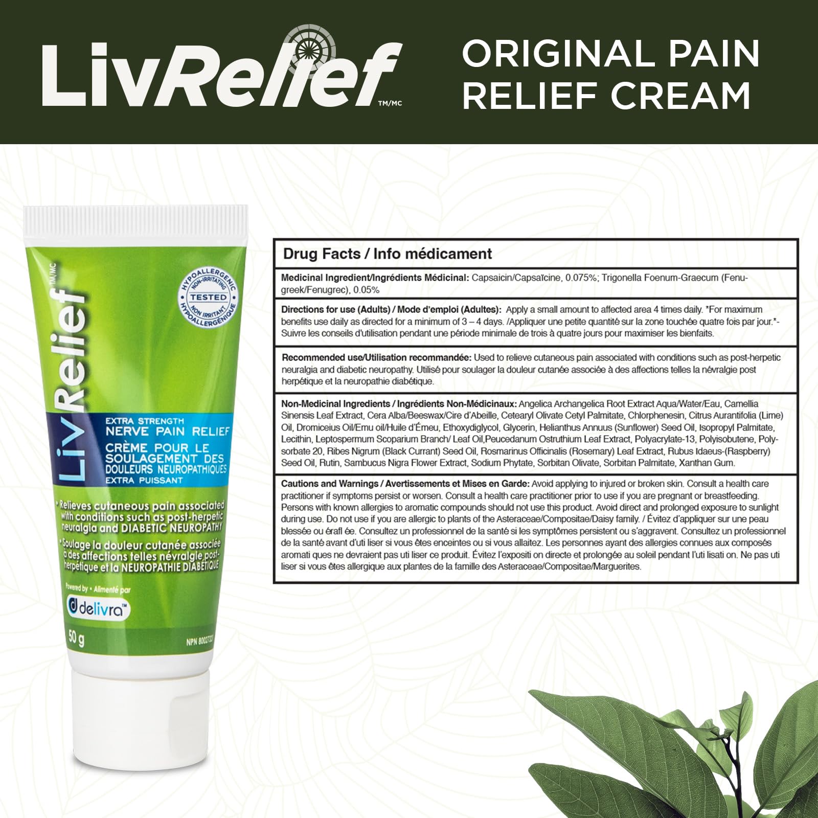 Soulagement rapide, LivRelief Nerve Pain Relief pour les activités quotidiennes.