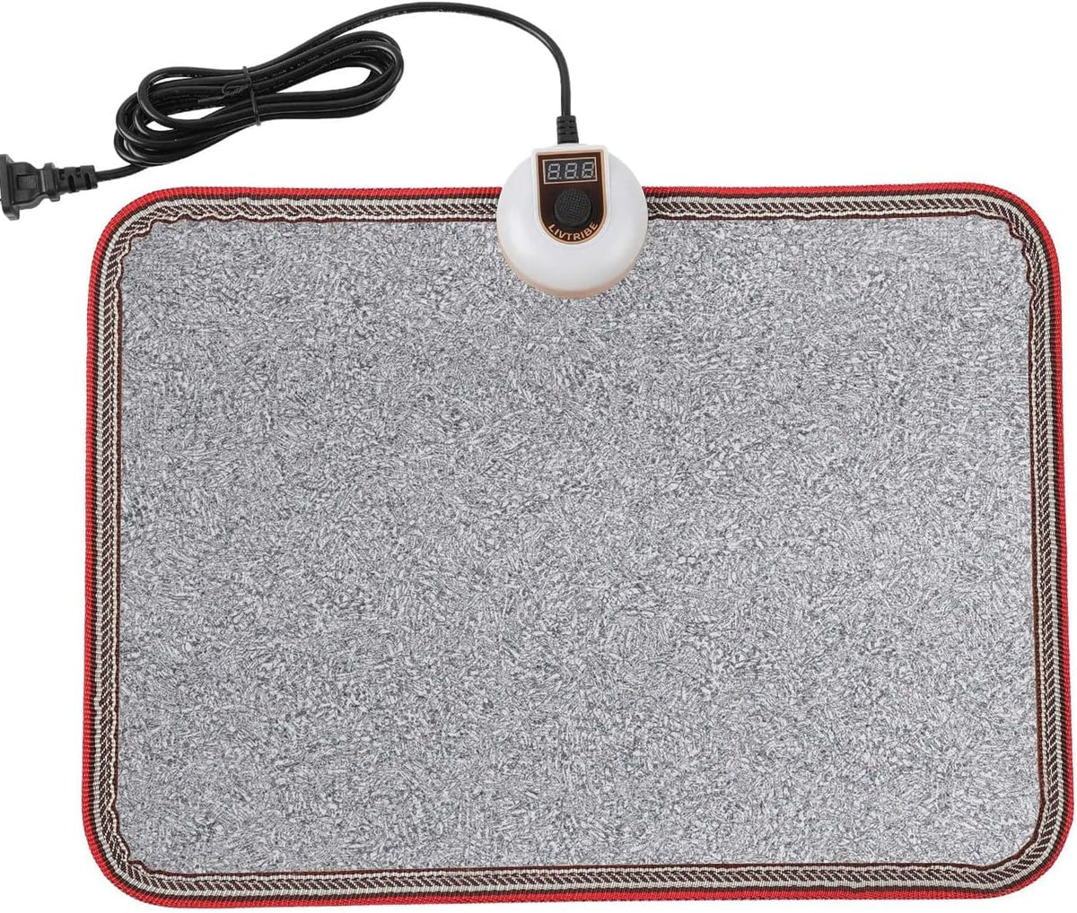 Tapis chauffant Livtribe pour pieds au bureau, chaleur rapide sans enlever les chaussures.