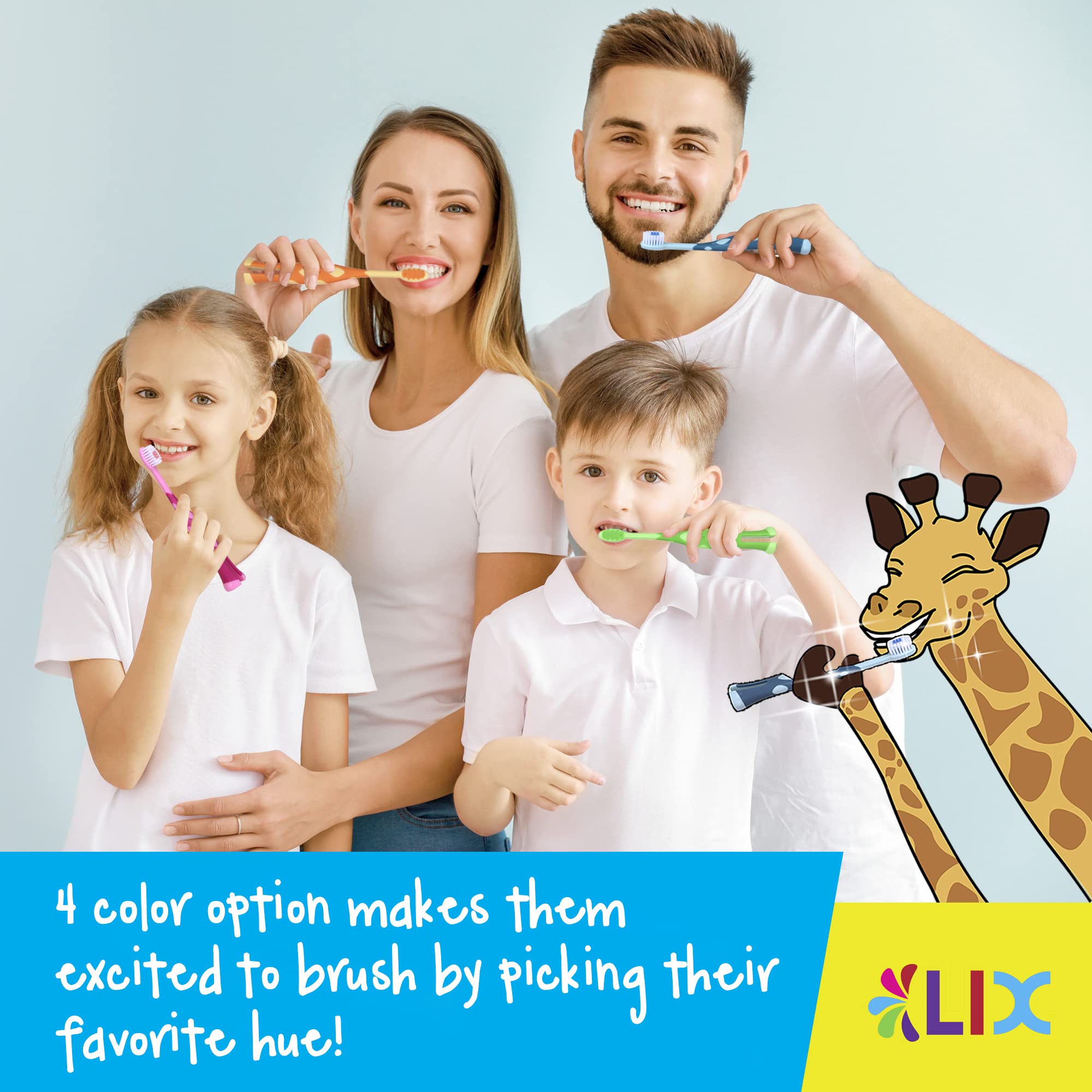 Brosse dents enfant Lix poignee ergonomique, prise en main facile pour les petites mains.
