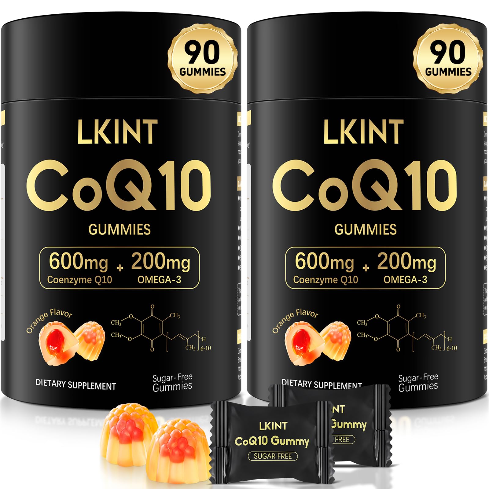 Gommes CoQ10 LKINT goût orange, énergie durable et soutien antioxydant.