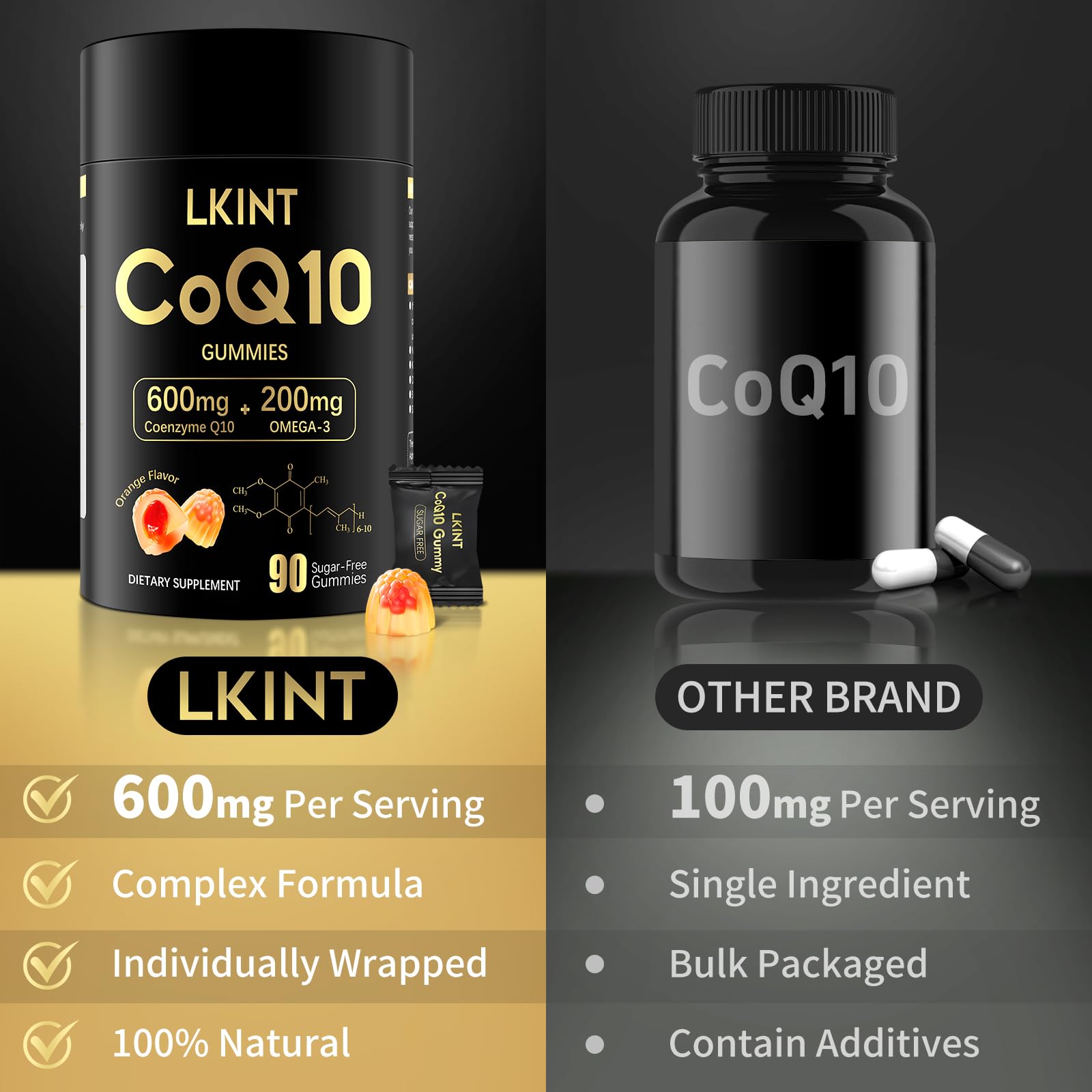 Association omega-3 et vitamine E avec CoQ10 LKINT, nutrition ciblée.