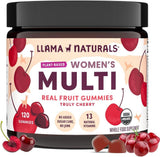 Bouteille Gommes Llama Naturals cerise offrant un soutien nutritionnel quotidien sans sucre ajouté.