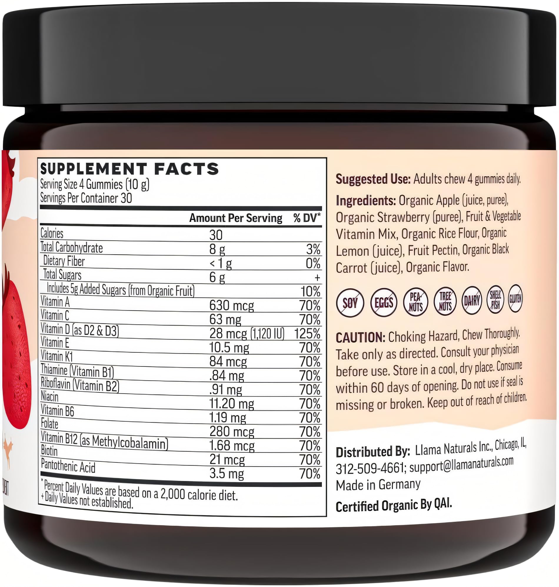 Bouteille Llama Naturals gommes pour femmes, pratique à transporter.