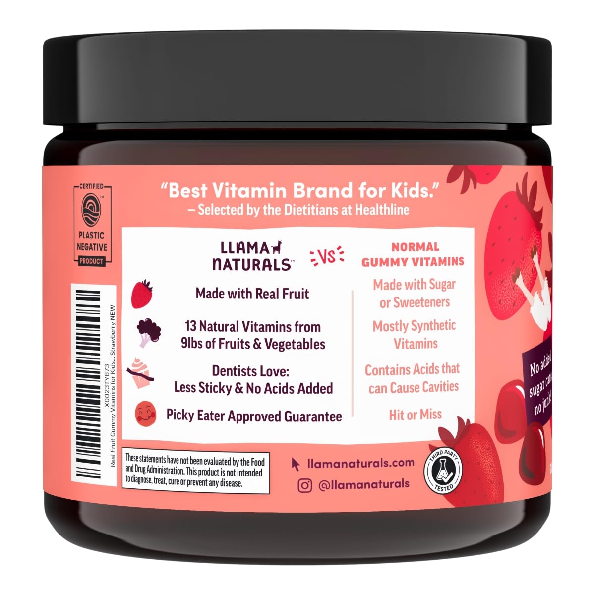 Gommes saveur fraise Llama Naturals, texture douce.