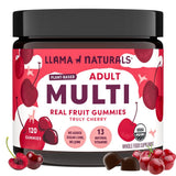 Gommes multivitaminées Llama Naturals cerise dans la boîte, pratique pour la routine quotidienne.