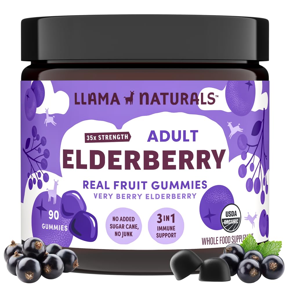 Gommes de sureau Llama Naturals pour adultes, soutien immunitaire naturel.