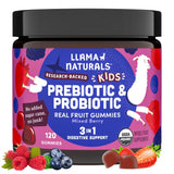 Gommes probiotiques Llama Naturals pour enfants, boîte pratique et facile à prendre quotidiennement.