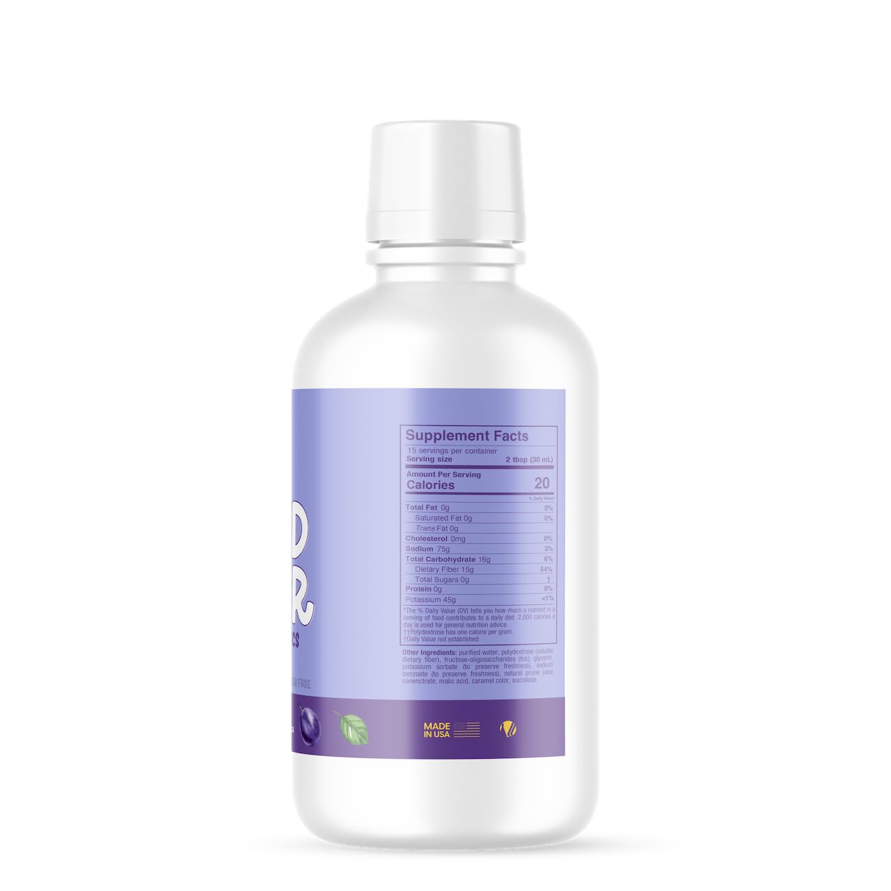 Fibre liquide prune – dose pratique dans un verre, ingestion facilitée.