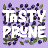 Étiquette prune – informations claires sur le produit.