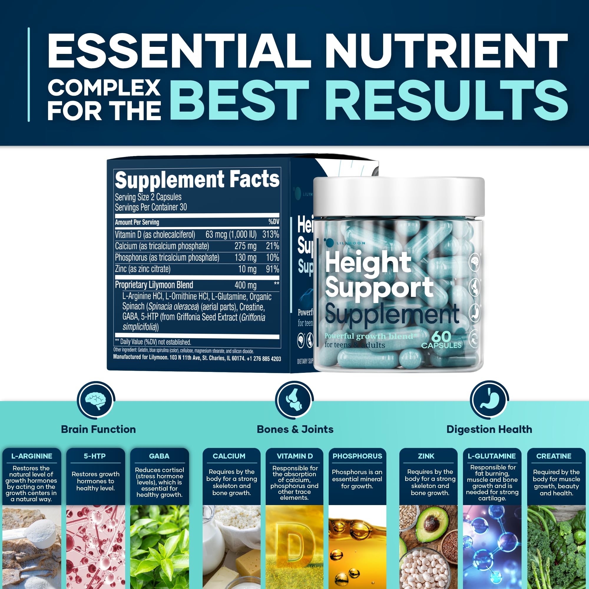 LM LILYNUTRAMOON Spiruline bleue: colorant naturel et nutriments essentiels.