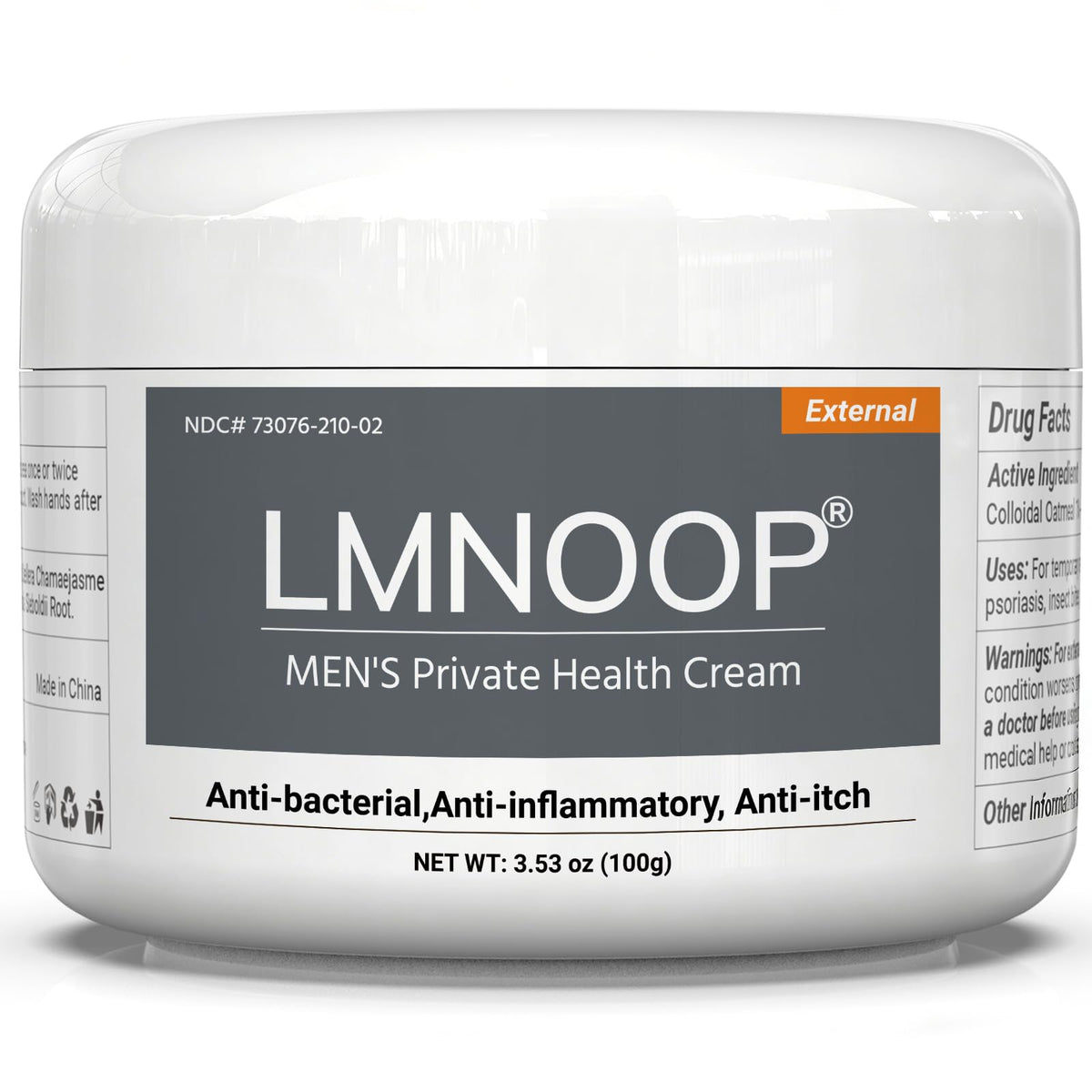 LMNOOP Crème Santé Intime Homme – flacon visible, soulagement discret et hydratant.