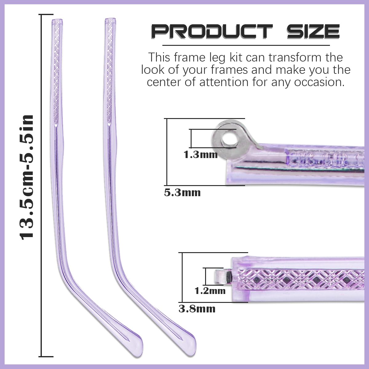 LNQ LUNQI bras remplacement métalliques transparent pour montures ajustables.