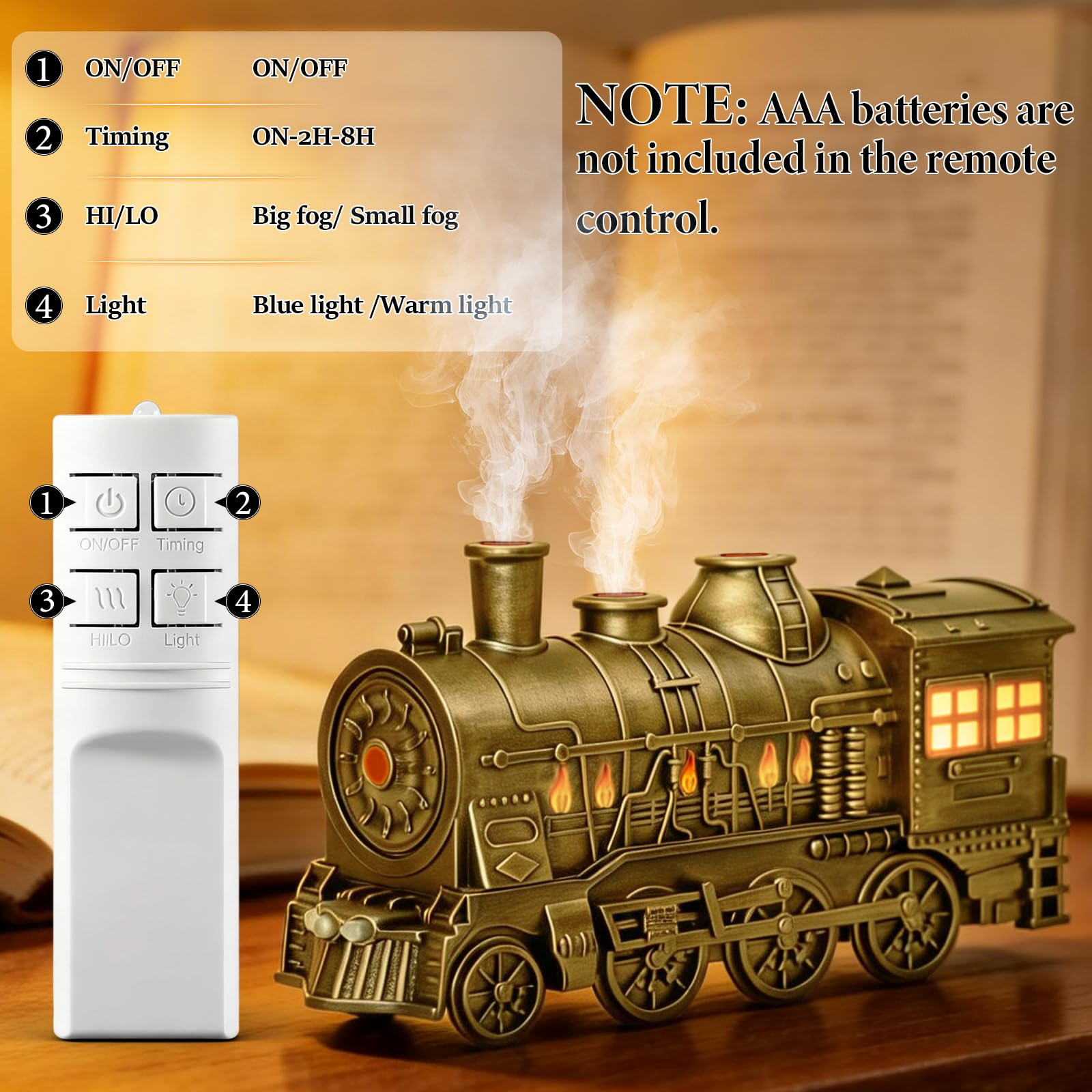 LocdHiue Train Diffuseur brume méduse, mode intermittent décor enchanteur.