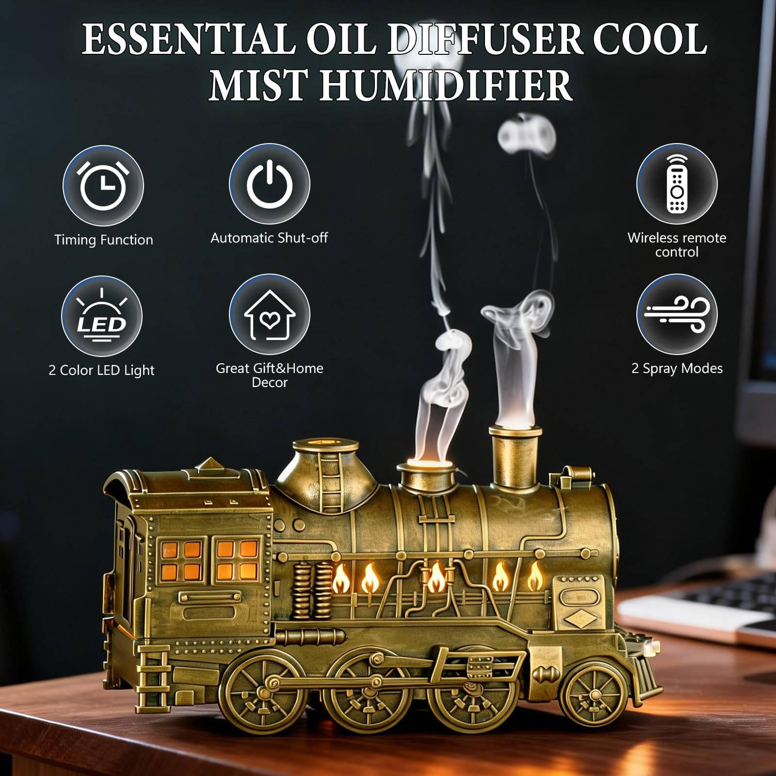 LocdHiue Train Diffuseur déco pour chambre, idée cadeau détente.