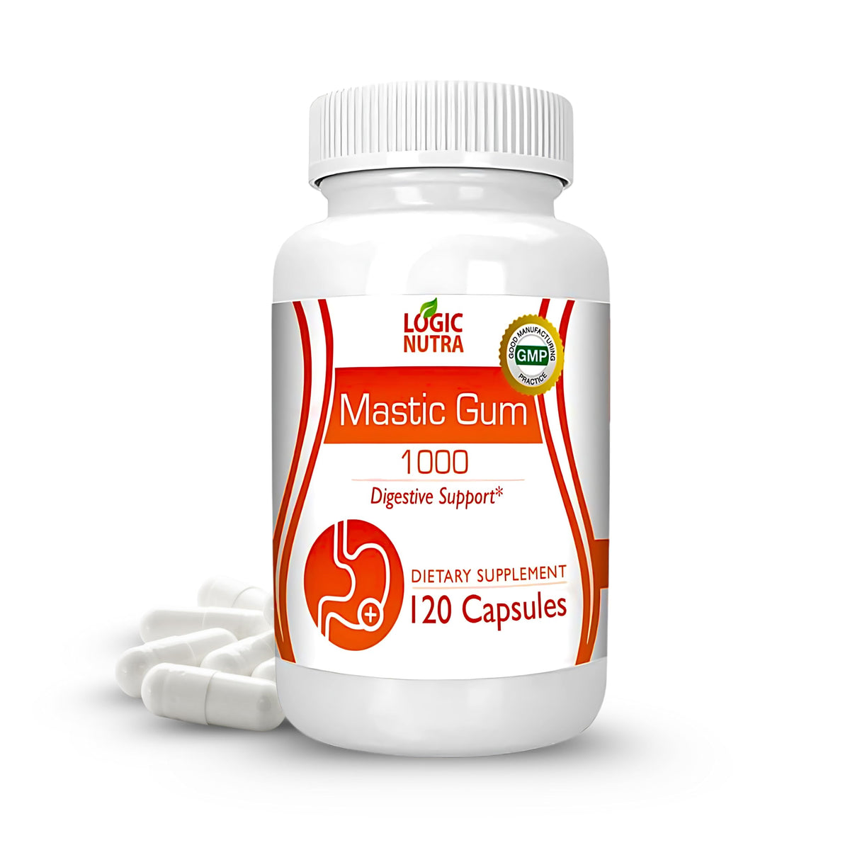 Logic Nutra Premium Mastic Capsules – bouteille fermée, prise quotidienne pratique.