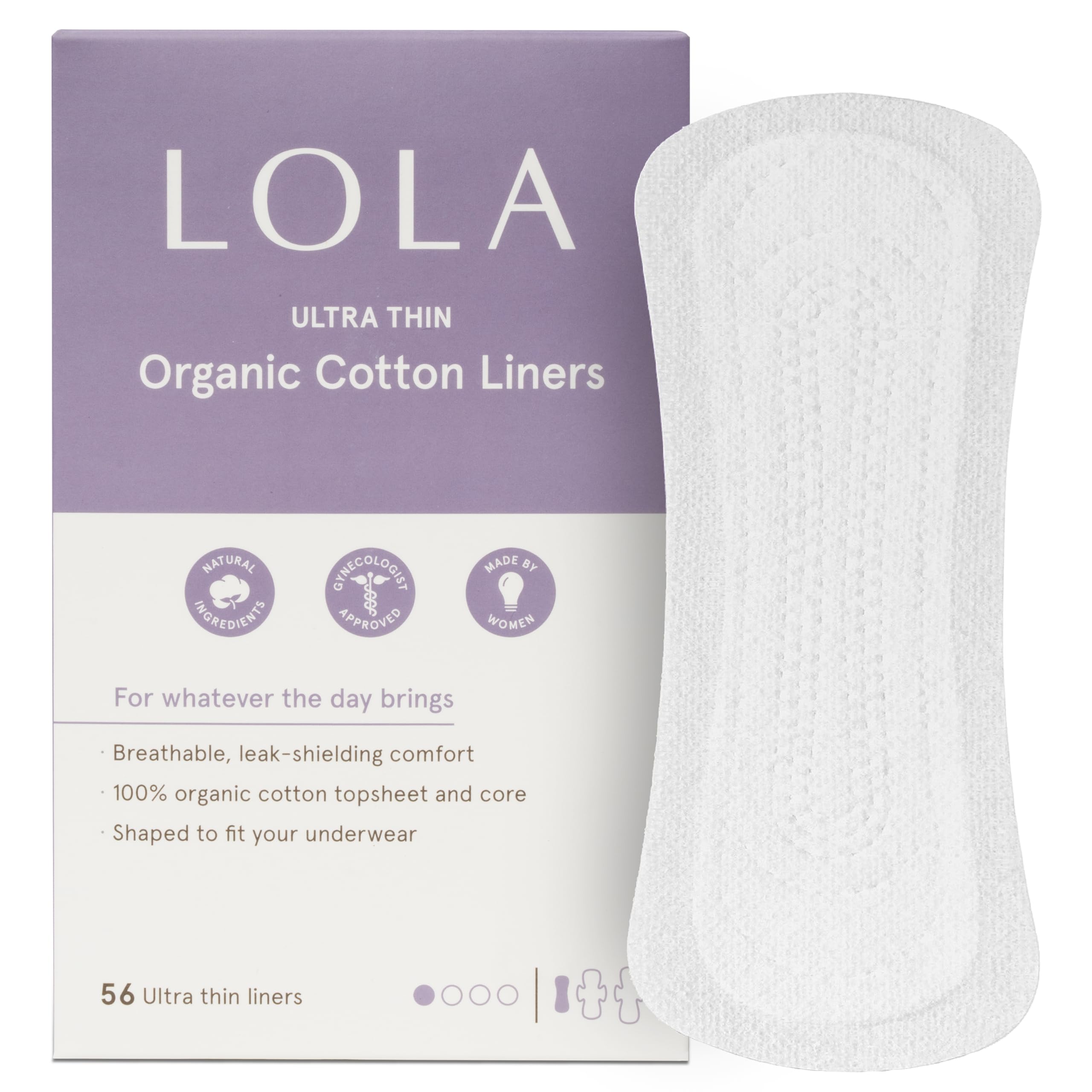 LOLA protège-slips ultra-fin en coton, protection discrète et confortable au quotidien.