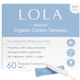Tampons LOLA en coton biologique Normale, boîte de 60, usage quotidien.