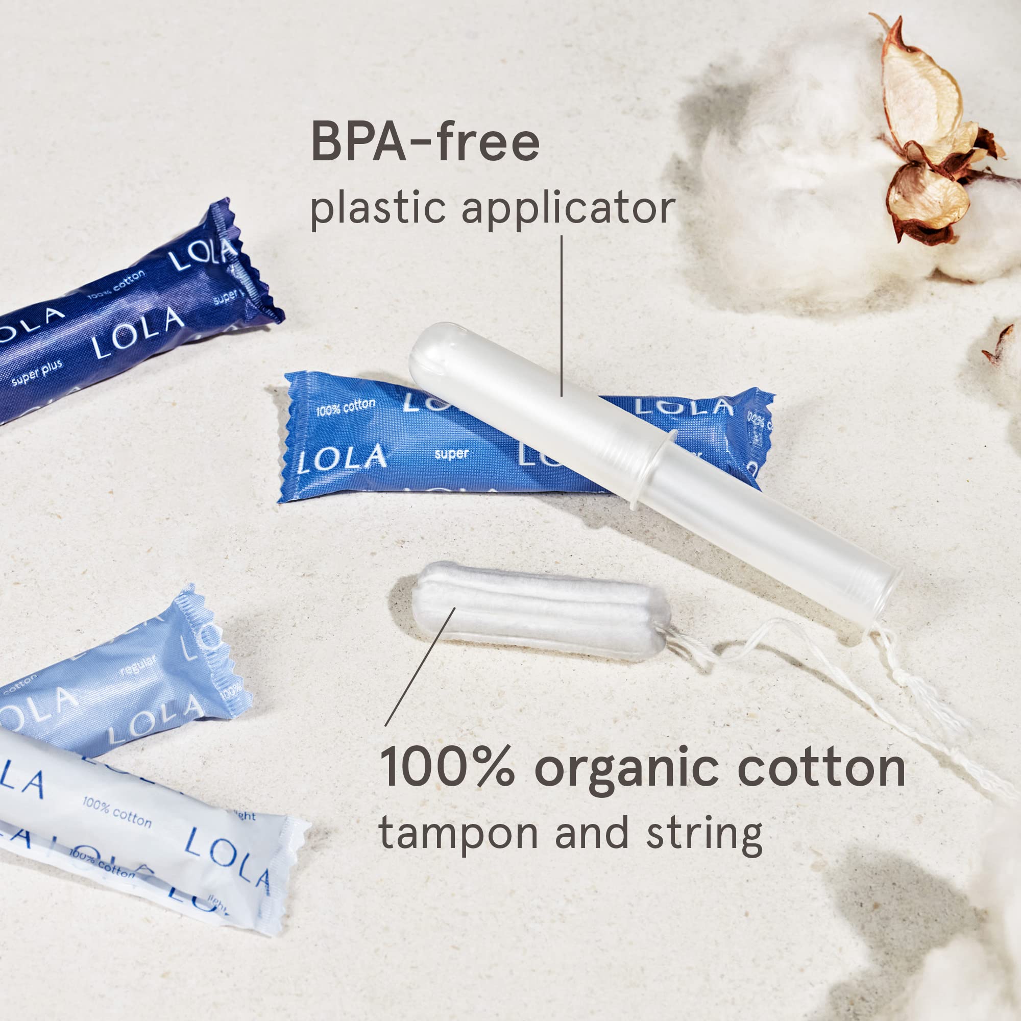 LOLA tampons super avec applicateur plastique, insertion douce et pratique.