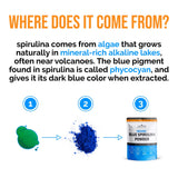 Poudre spiruline bleue Lone Star Botanicals, odeur neutre, intégration facile sans goût résiduel.