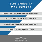 Étiquette biologique et sans gluten sur l'emballage Lone Star Botanicals spiruline bleue