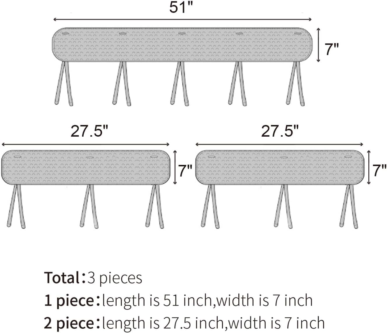 Long bandeau mesh couverture, 51 pouces, ventilation légère et couverture sécurisée