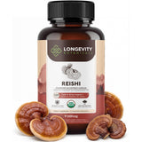 Longevity Botanicals Reishi: bouteille de capsules favorisant calme et équilibre quotidien.