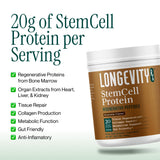 Longevity Rx poudre protéine cellules souches chocolat creme mousse - texture veloutée.