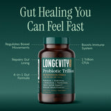 Longevity Rx Probiotic Trillion — étiquette affichant AB-22 et bénéfices possibles.