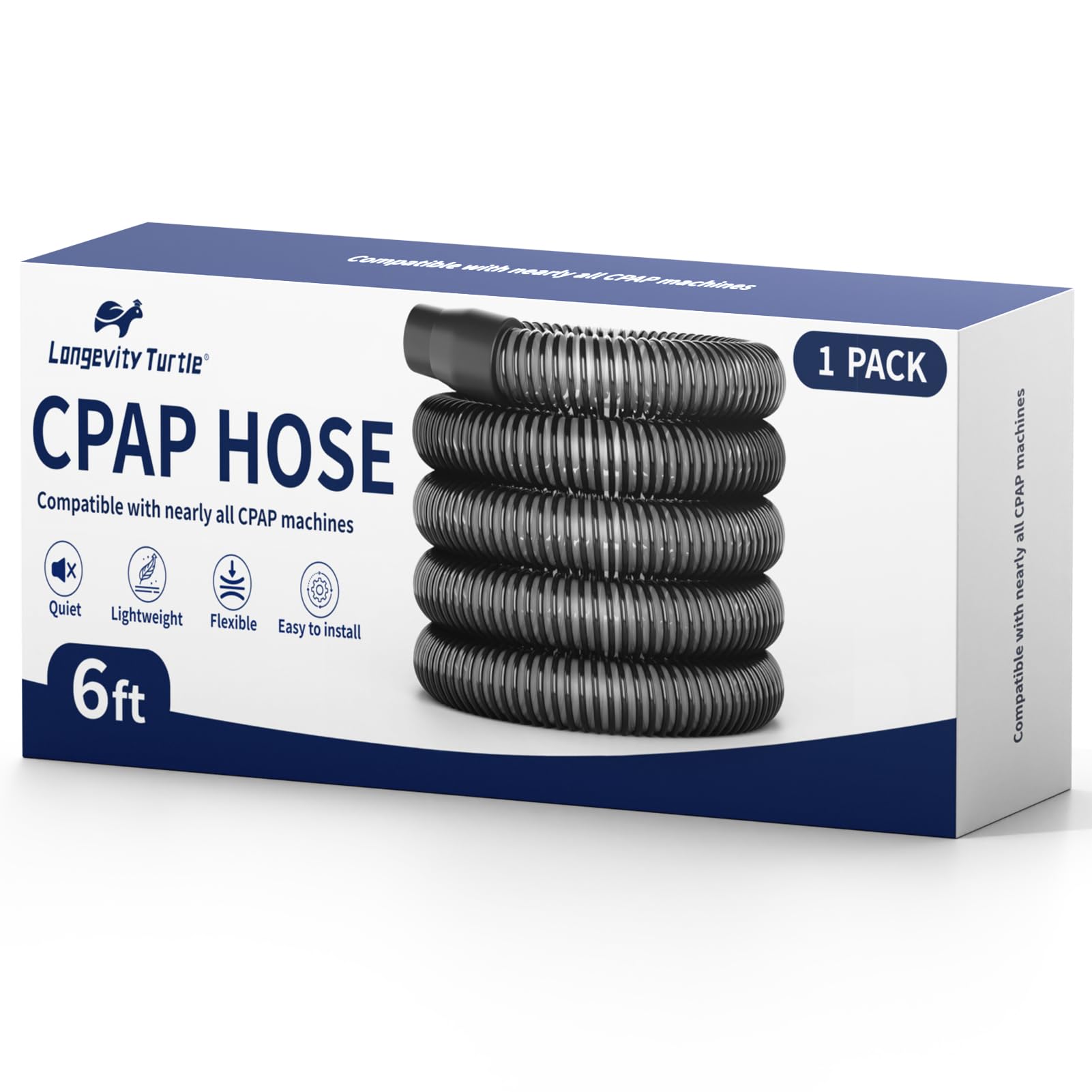 Longevity Turtle tuyau CPAP 6 pieds pour un flux d air fiable.