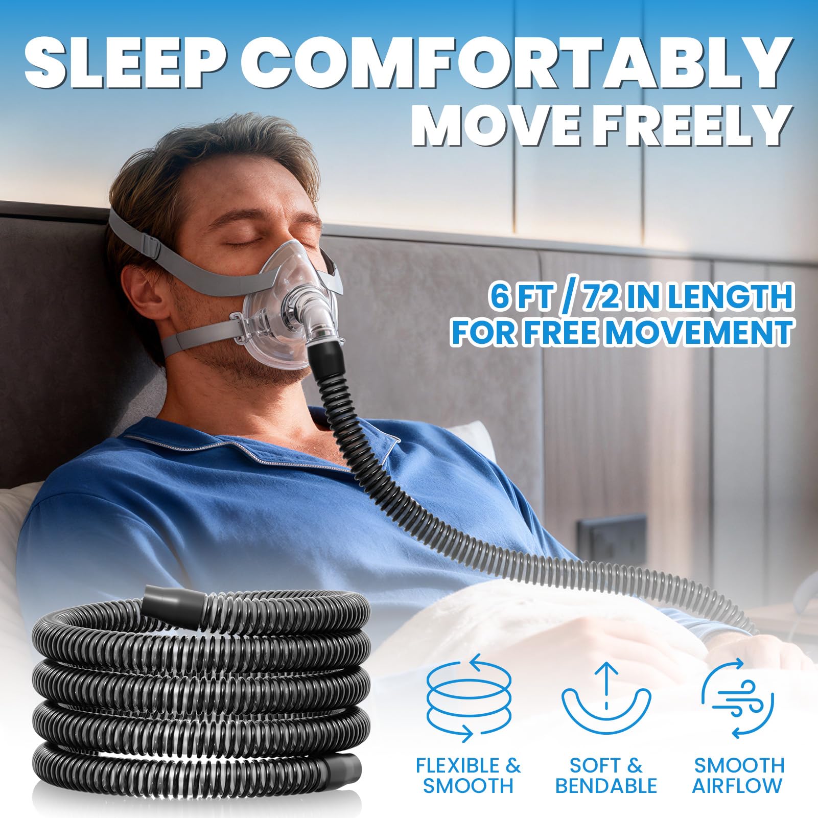 Longevity Turtle tuyau CPAP durable et étanche: résistance quotidienne et performance stable.