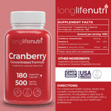 LongLifeNutri Cranberry Extrait – capsules visibles et utilisation journalière possible.