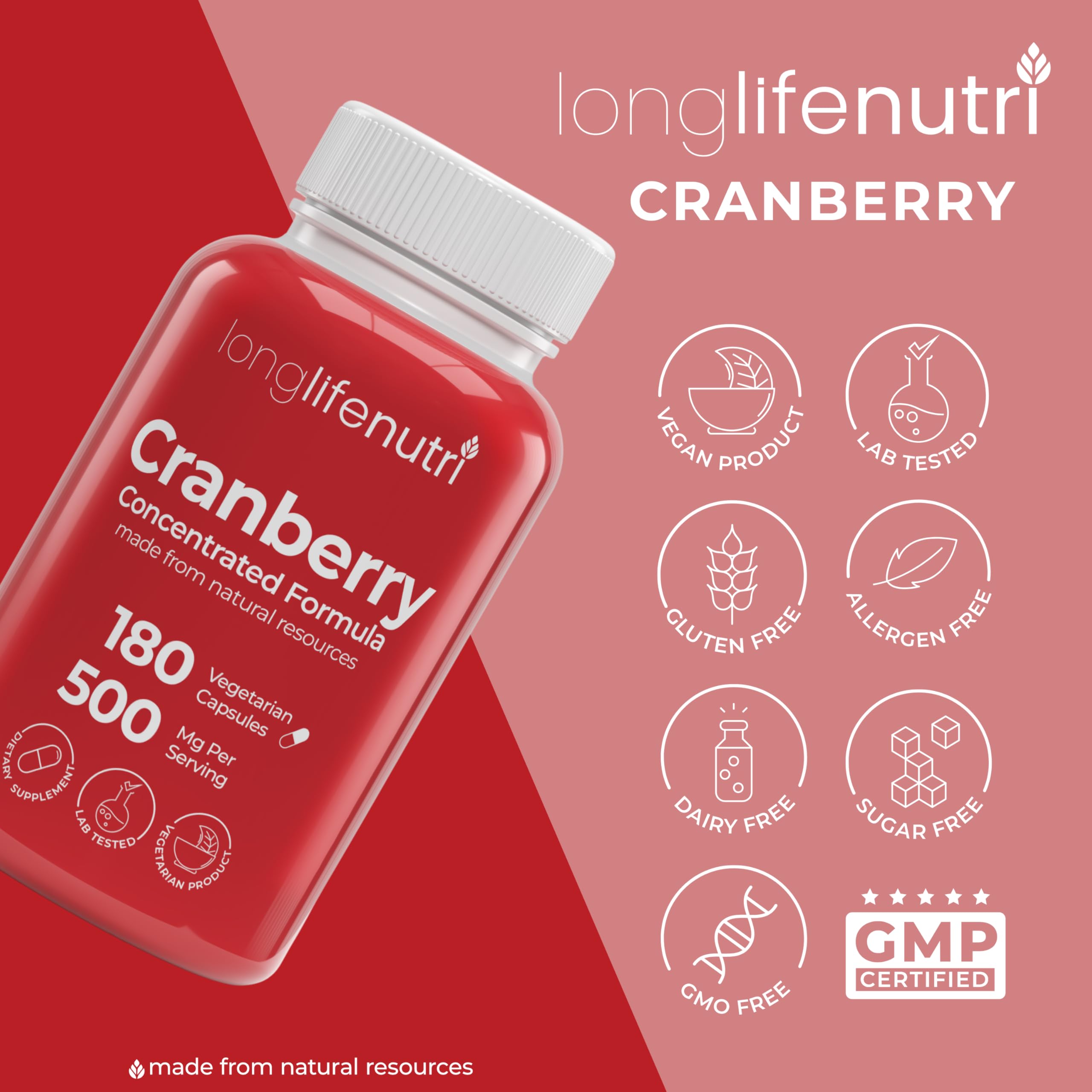LongLifeNutri Cranberry Extrait – vitamines C et E associées pour un soutien nutritionnel.